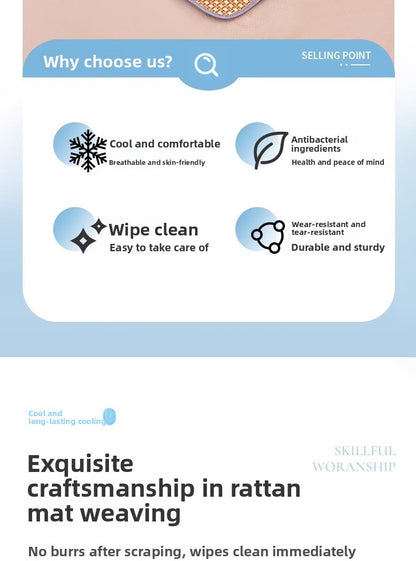 Cooling Mat Pet Bed Mat for All Seasons Rattan Teddy Cat Dog Summer Use