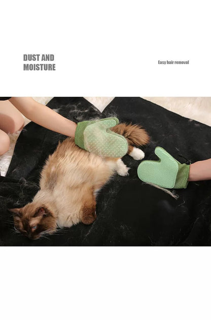 Pet Grooming Gloves Brush Dog Cat Shedding Hair Removal Cleaning Essential Supplies