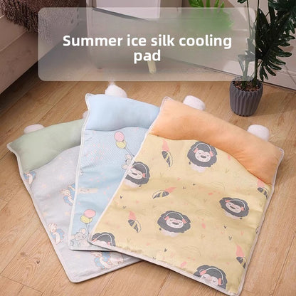 Dog Cat Summer Ice Silk Cooling Mat Pet Bed All Seasons for Small Medium Pets
