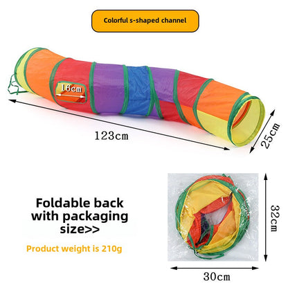 T-Shape Rainbow Cat Tunnel Pet Toy