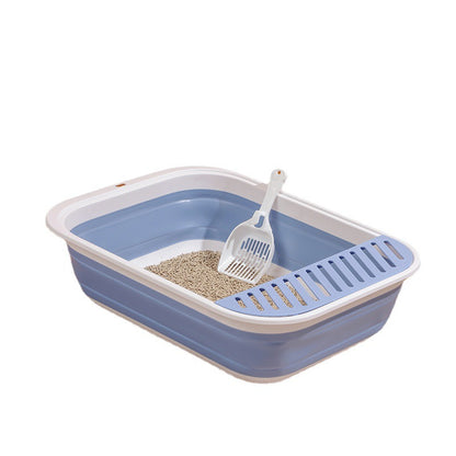 New Foldable Semi-Enclosed Cat Litter Box with Litter Scoop Large Cat Litter Box Cat Toilet