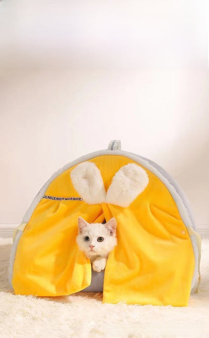 Household Cat House Dog House Kitten Bed Winter Warm Tent House Semi-Enclosed All-Season Universal