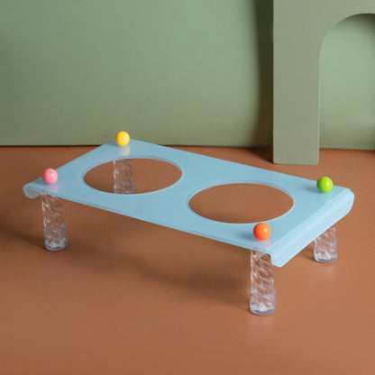 Elevated Dog Bowl with Neck Protection Macaron Series Acrylic Stand Ceramic Cat Food Bowl Non Slip Pet Feeder for Small Medium Dogs Cats