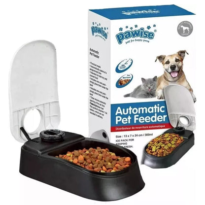 Pet Auto Food Feeder Rotating Button Timed Dispenser for Wet Dry with Ice