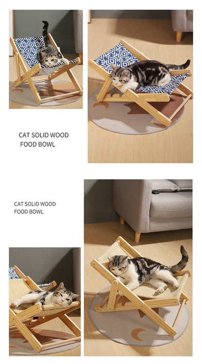 Jianma Solid Wood Adjustable Cat Sofa Chair Scratch-Resistant Cat Bed Lounger Pet Furniture