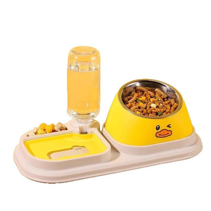 Slanted Mouth Pet Bowl Double Design Automatic Drinking Anti Choke Dog Cat Bowl