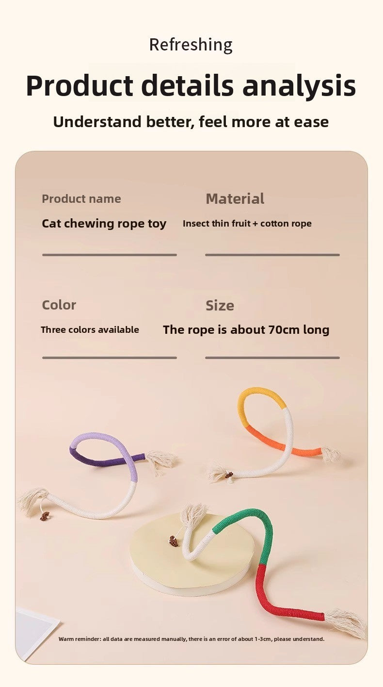 Cat Teaser Chew Rope Toy Self Fun Boredom Easing Teeth Grinding Wand Accessory