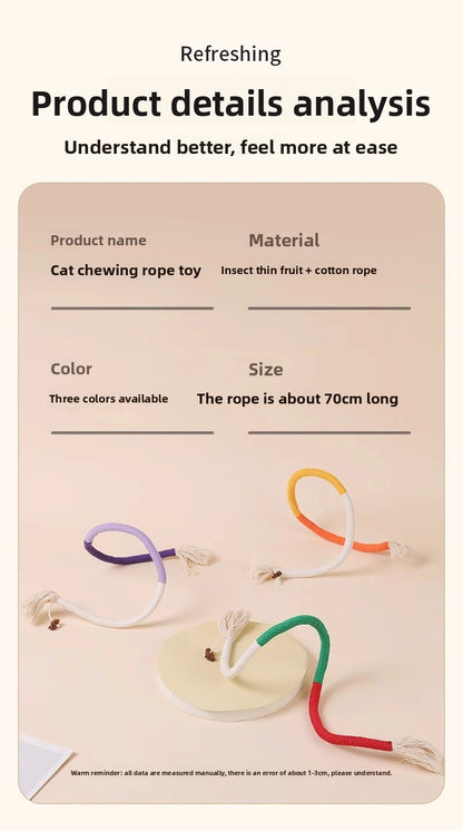Cat Teaser Chew Rope Toy Self Fun Boredom Easing Teeth Grinding Wand Accessory