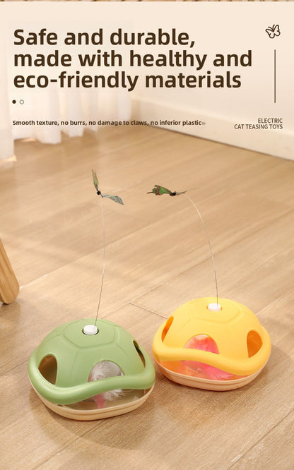 Energy-Consuming Cat Toy Meow Heart Treasure Box with Electric Rotating Turtle