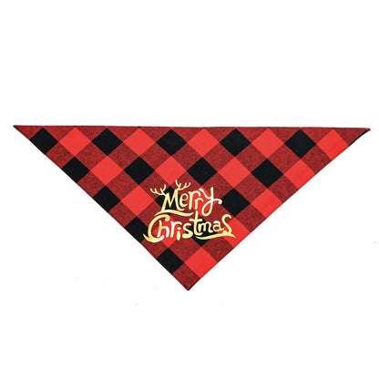100% Cotton Plaid Pet Bib Triangle Scarf Perfect for Christmas Dog