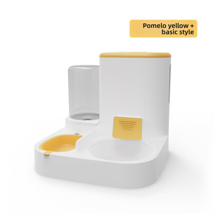 Anti-Tip Cat/Dog Feeder with Large Capacity Automatic Waterer, Ceramic/Stainless Steel Bowls