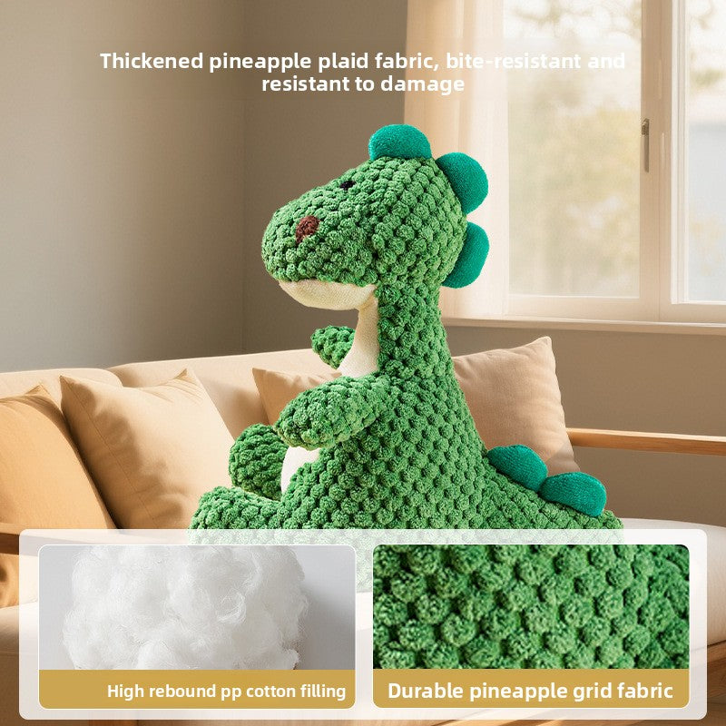 Durable Dinosaur Plush Dog Toy with Squeaker Interactive Chew Toy for Small Medium Dogs Tough Chewers Pet Supplies Puppy Teething