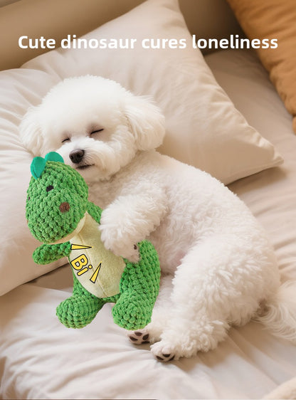 Durable Dinosaur Plush Dog Toy with Squeaker Interactive Chew Toy for Small Medium Dogs Tough Chewers Pet Supplies Puppy Teething