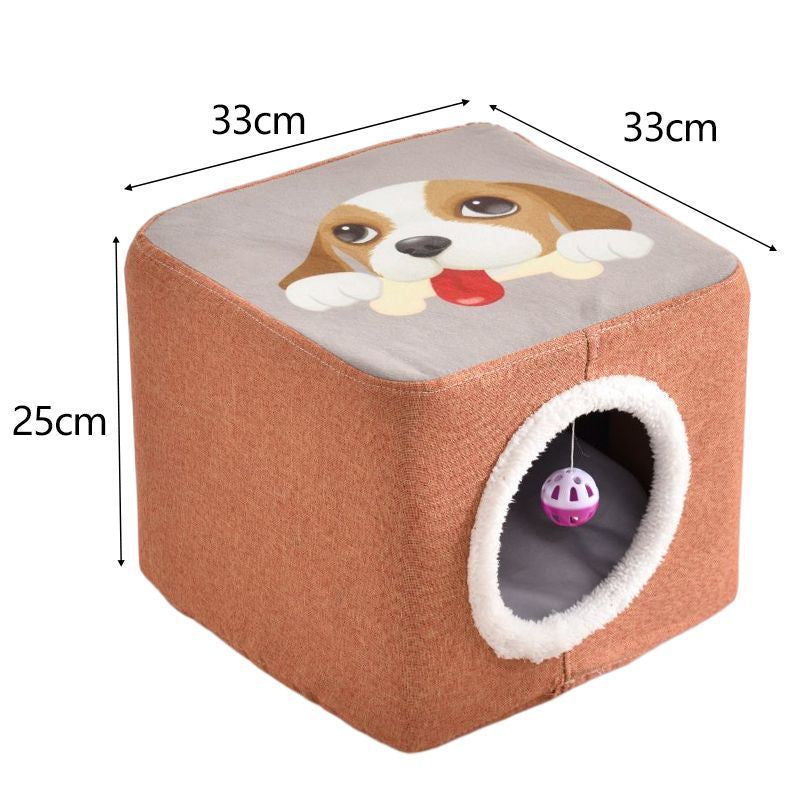 Solid Wood Cat Nest Stool Storage for People and Cats Sharing Cat Supplies Little Kitten House House Four Seasons Warm Cat and Dog Tent