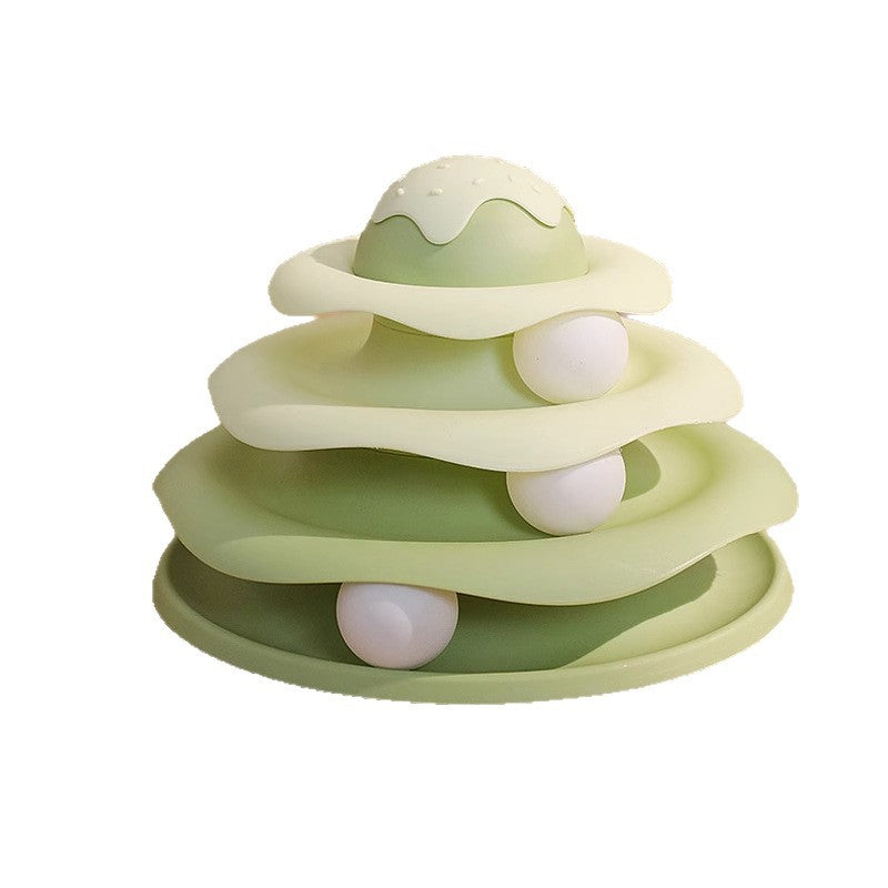 Three Layer Ice Cream Track Cat Play Board for Kitten Self Entertainment Boredom Busting Toy