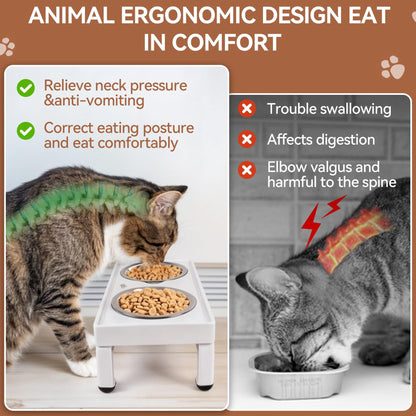 Sturdy Adjustable Height Angle Pet Feeder 750ml Stainless Bowl