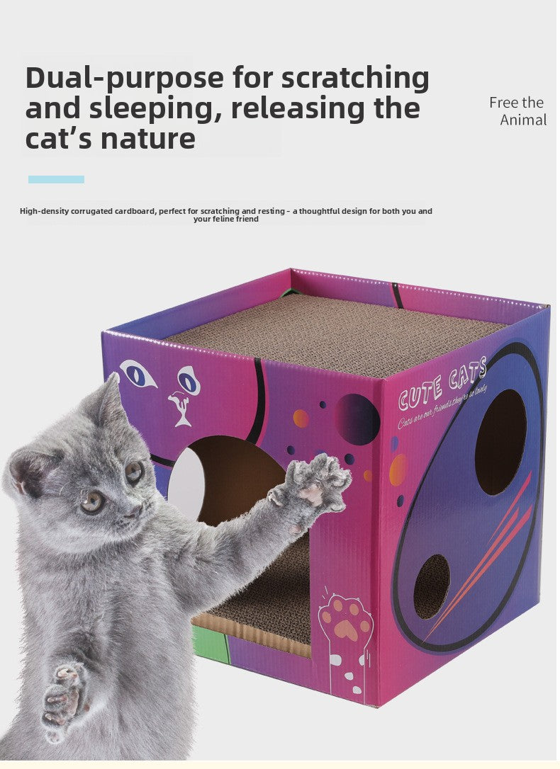 Premium Two Layer Cat Scratcher House Durable Cat Villa Non Shedding Claw Board for Indoor Cats