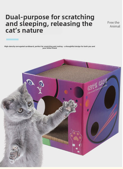 Premium Two Layer Cat Scratcher House Durable Cat Villa Non Shedding Claw Board for Indoor Cats