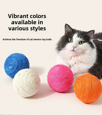 Self-entertaining Pet Toy Sound Bell Ball Jute Ball 8cm Cat Teaser