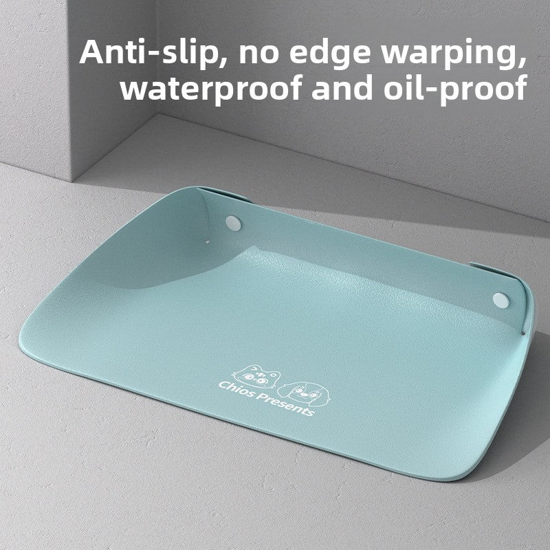 Semi Enclosed Waterproof Pet Placemat Non Slip Oil Proof Thickened Leather Dining Mat for Cats Dogs Food Bowl Mat Creative Design