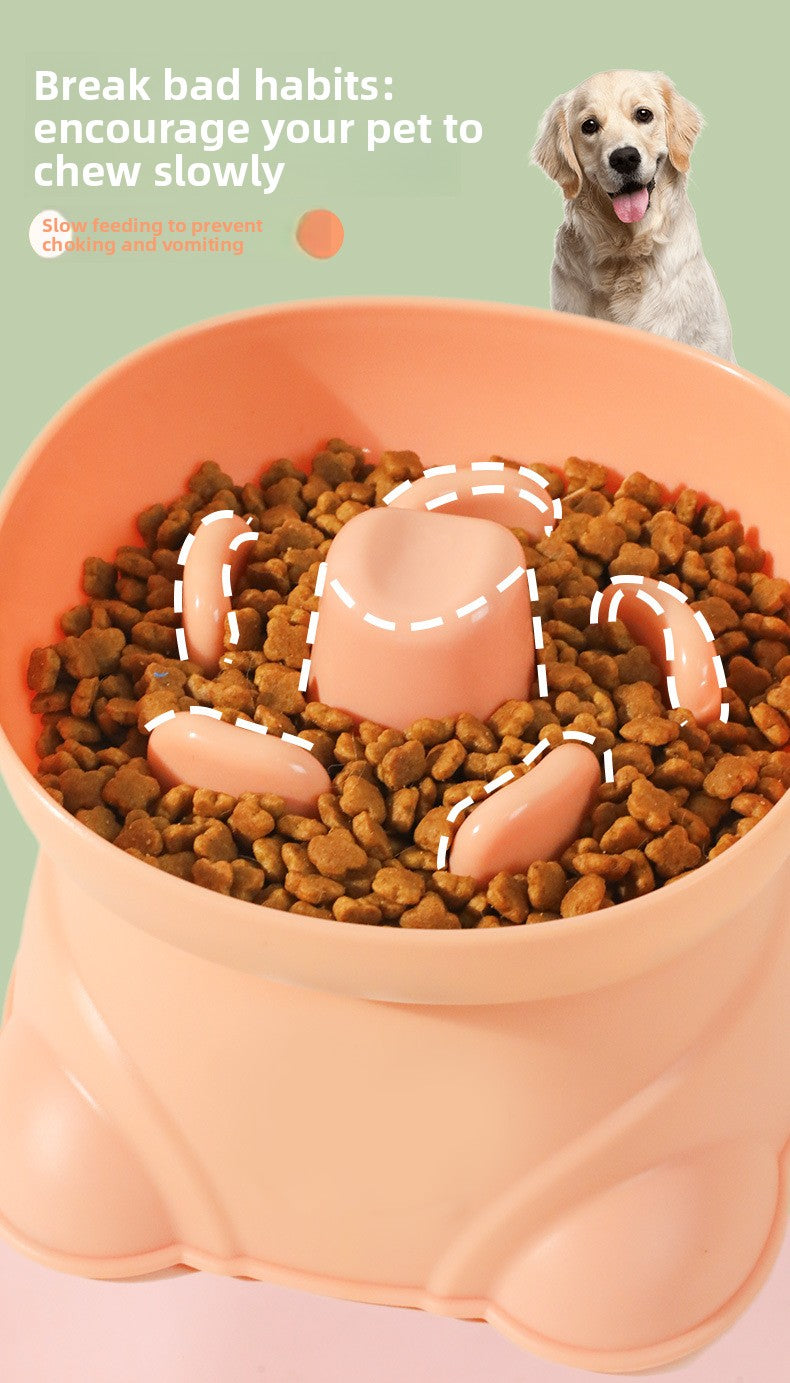 Dog Split Square High Bowl Slow Food Anti Choking Pet Feeding Utensil
