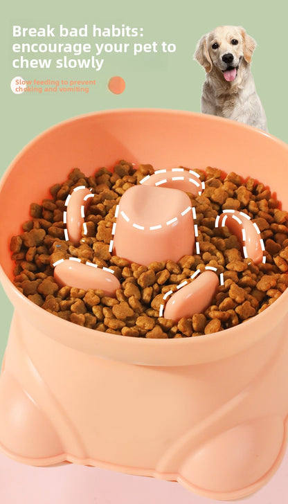 Dog Split Square High Bowl Slow Food Anti Choking Pet Feeding Utensil
