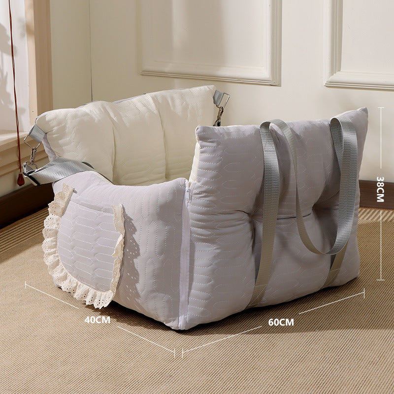 Premium Pet Car Seat Cushion Non-Slip Dog Car Hammock with Side Protection and Seat Belt Loop for Travel Safety