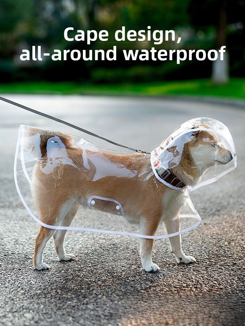 Waterproof Transparent Dog Raincoat with Leash Windproof Outdoor Pet Rain Poncho for Corgi Small Medium Dogs
