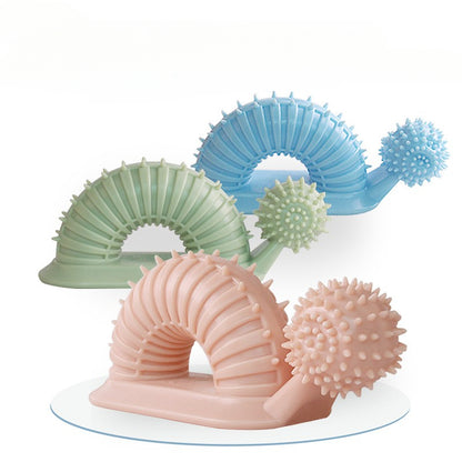 Interactive Dog Chew Toy for Teething Puppies Snail Shaped Food Dispensing Pet Supplies Long Lasting Dental Toothbrush Fun Mental Stimulation