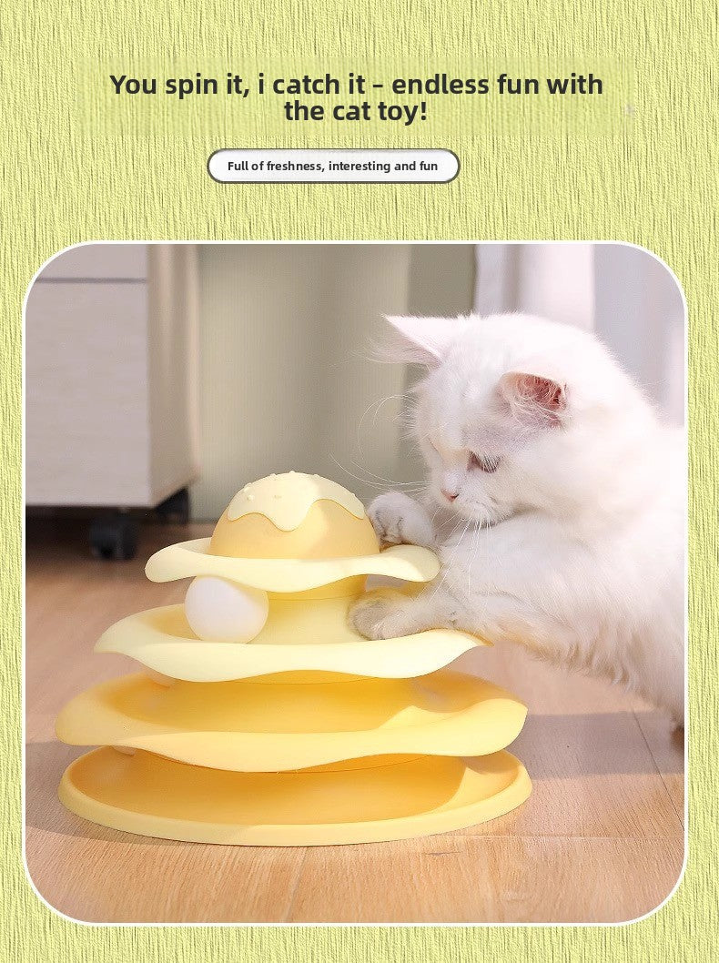 Three Layer Ice Cream Track Cat Play Board for Kitten Self Entertainment Boredom Busting Toy