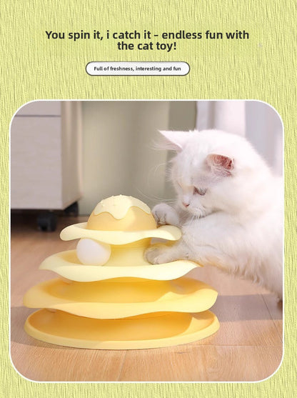 Three Layer Ice Cream Track Cat Play Board for Kitten Self Entertainment Boredom Busting Toy