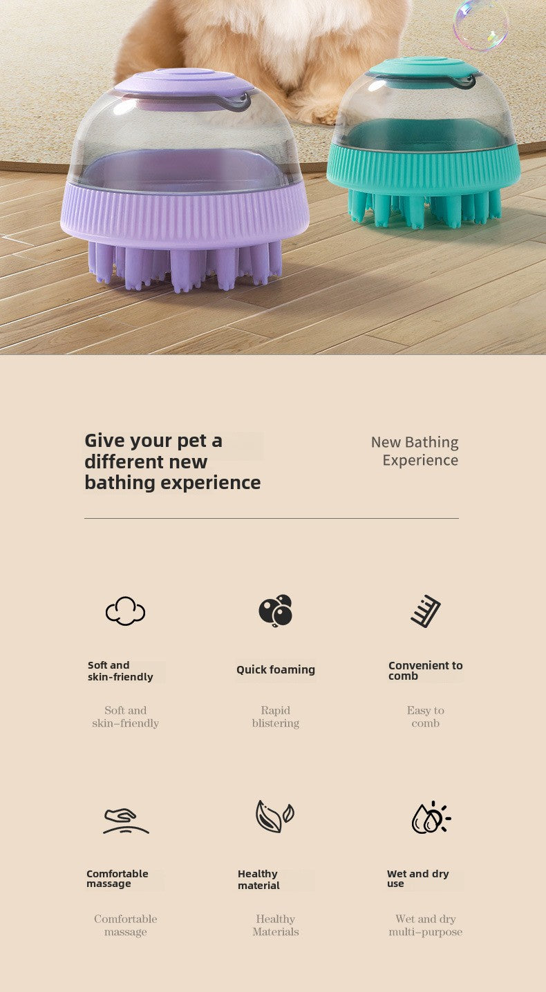 Pet Spa Shower Brush with Massaging Bristles for Dogs and Cats