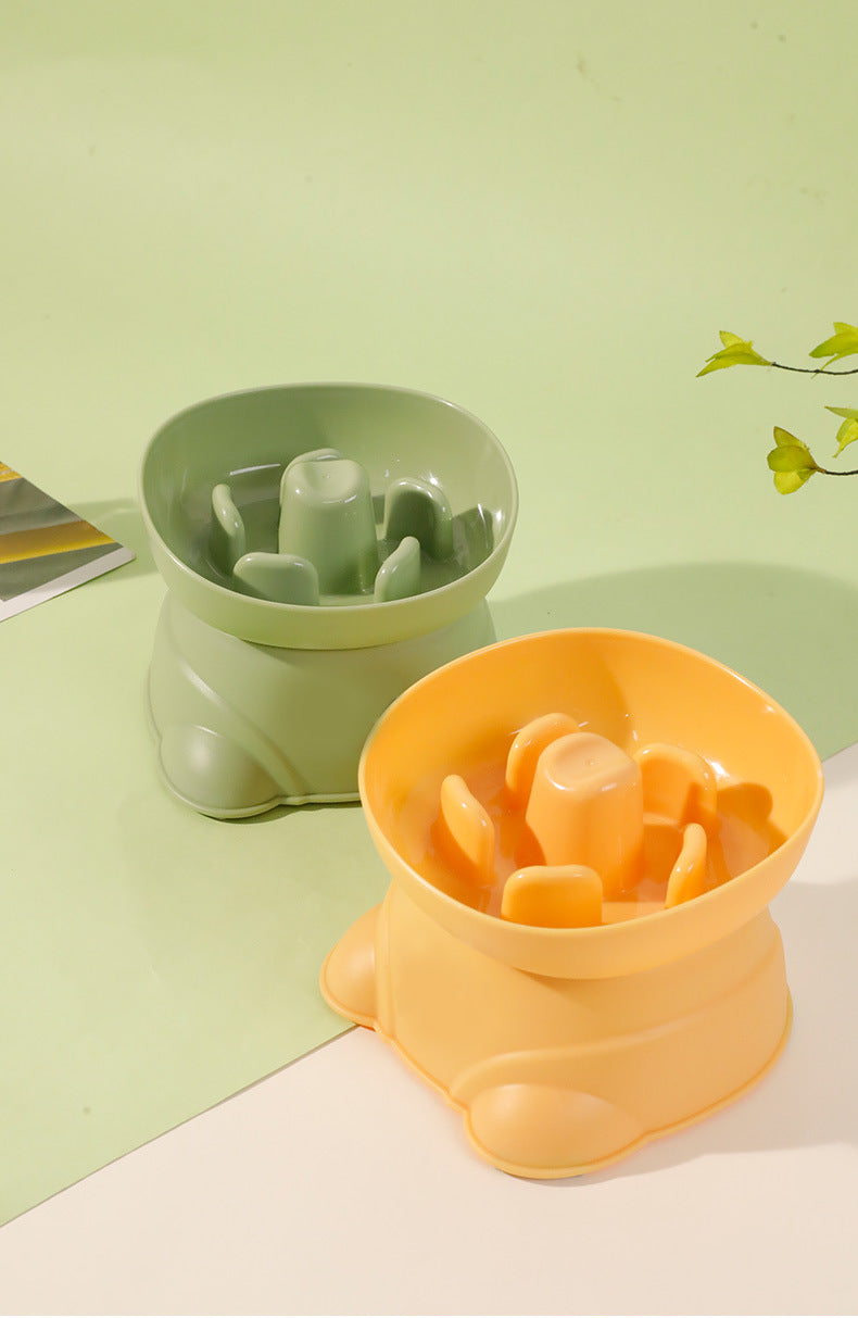 Dog Split Square High Bowl Slow Food Anti Choking Pet Feeding Utensil