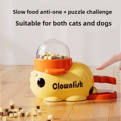 Cat Dog Self-Entertainment Toy: Small Yellow Duck Press-Type Feeder