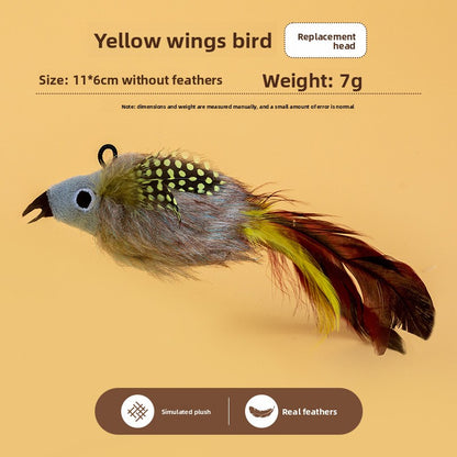 Realistic Bird Feather Bell Replacement Head for Cat Teaser Wand Pet Toy