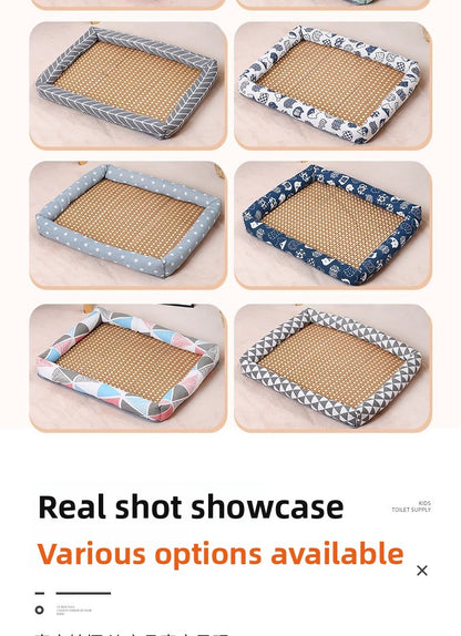 Pet Cooling Mat Nest Summer Linen High Temperature Heat-Resistant Dog Nest Rattan Woven Mat Square Cooling Nest All-Season Universal Cooling Mat Wholesale