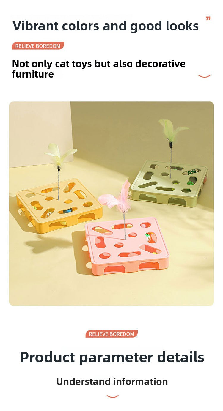 Cat Teaser Wand Toy Self-Entertainment Boredom Relief Energy Consuming Fun Kitten Educational Game Box Bell Maze Box