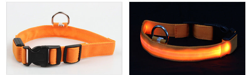 LED Dog Collar Glowing Light Up Pet Collar with Mesh Belt Adjustable Reflective Safety Collar for Large Medium Small Dogs