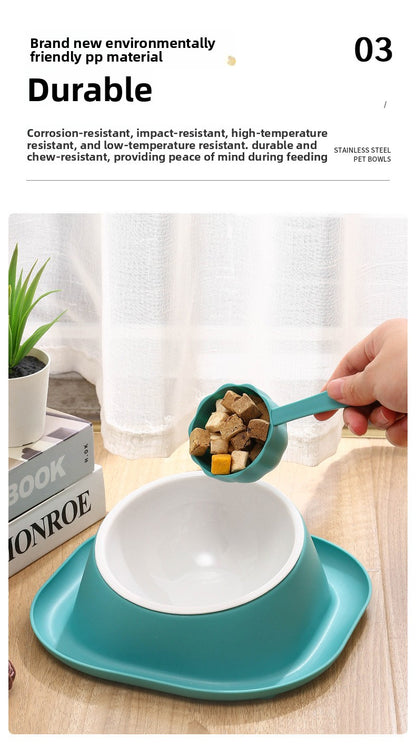 Dog Bowl Double Bowl Ceramic Dog Bowl Anti-Slip Anti-Tip Stainless Steel Pet Bowl Large Capacity Plastic Pet Food Bowl