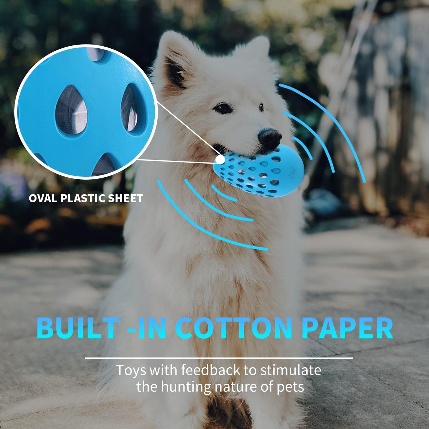 Hollow Multi-Hole Rubber Elastic Dog Bite Ball with Built-in Crinkle Paper