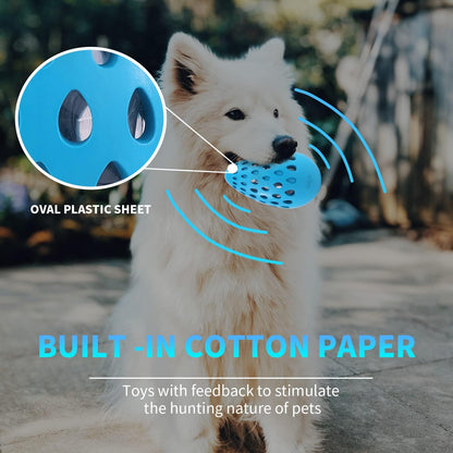 Hollow Multi-Hole Rubber Elastic Dog Bite Ball with Built-in Crinkle Paper