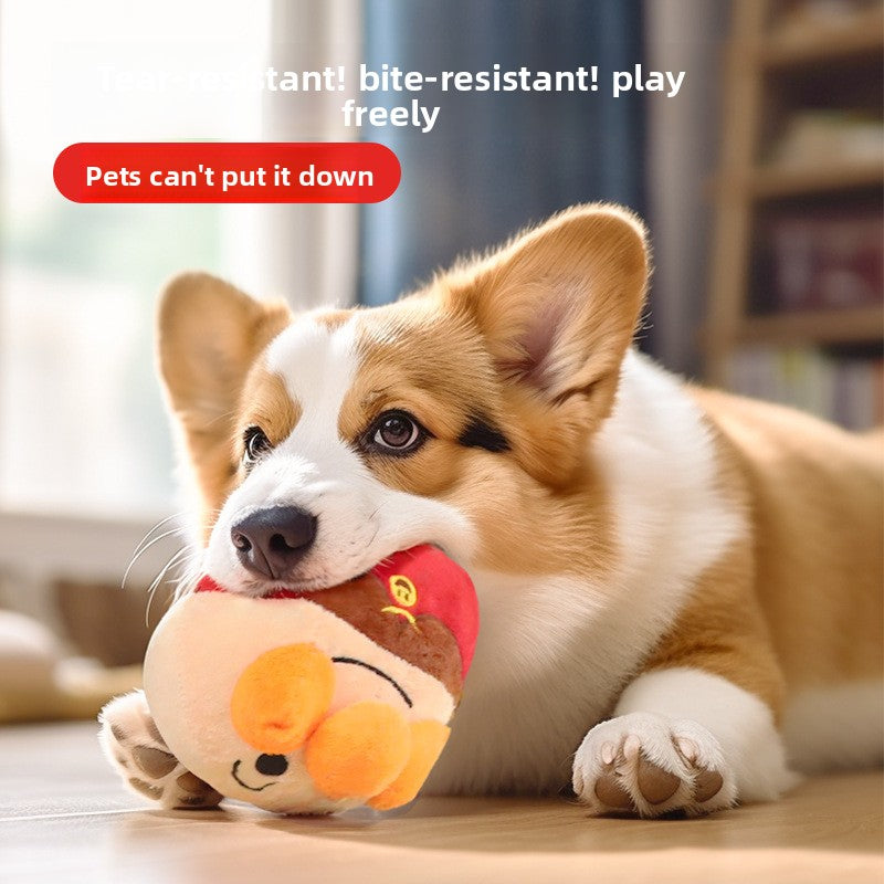 Plush Electric Jumping Ball Dog Toy Self Entertainment Sound for Puppy Teething Durable Corgi Chew