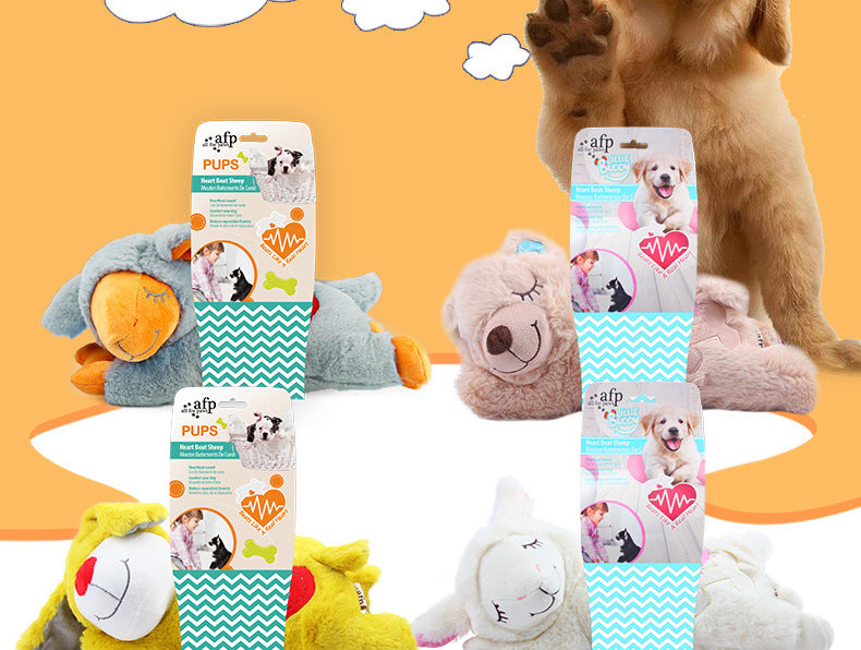Amazon Hot-Selling Dog Anxiety Companion Sleep Toy Interactive Cute Plush Heartbeat Lamb Pet Toy