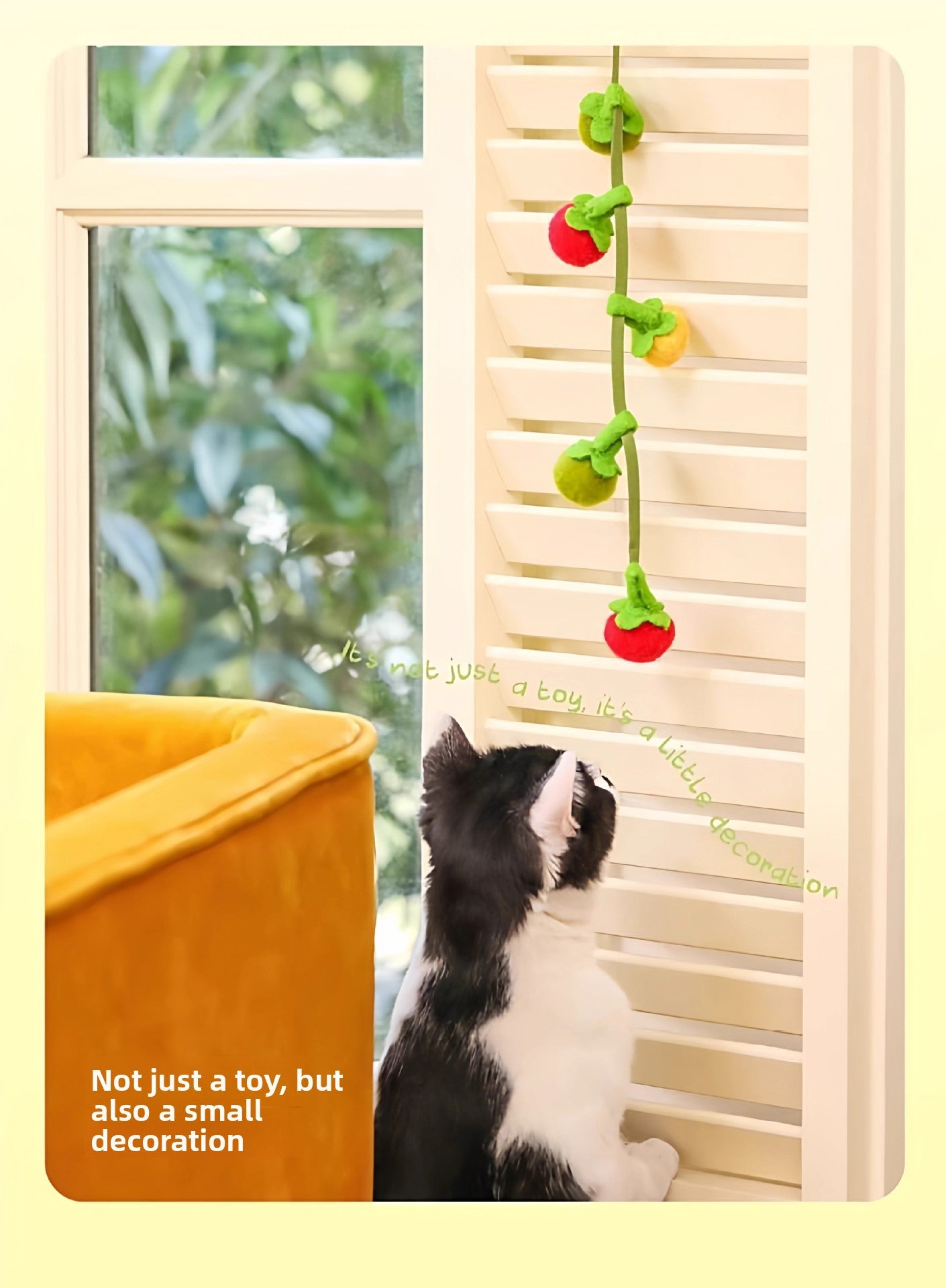 Tomato Shaped Teaser Stick Persimmon String Cat Toy Self Entertainment Boredom Buster with Bell