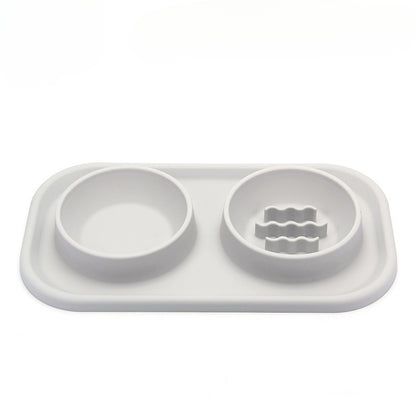 Pet Bowl Double Bowl Food Grade Silicone Cat and Dog Bowl Slow Food Bowl Slow Food Bowl Small Stainless Steel Dog Bowl Pet Supplies