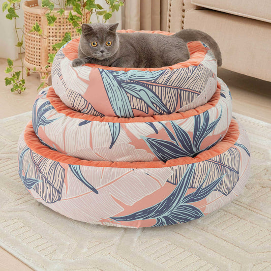 All Year Round Plush Round Leaf Pet Bed For Dogs And Cats Washable