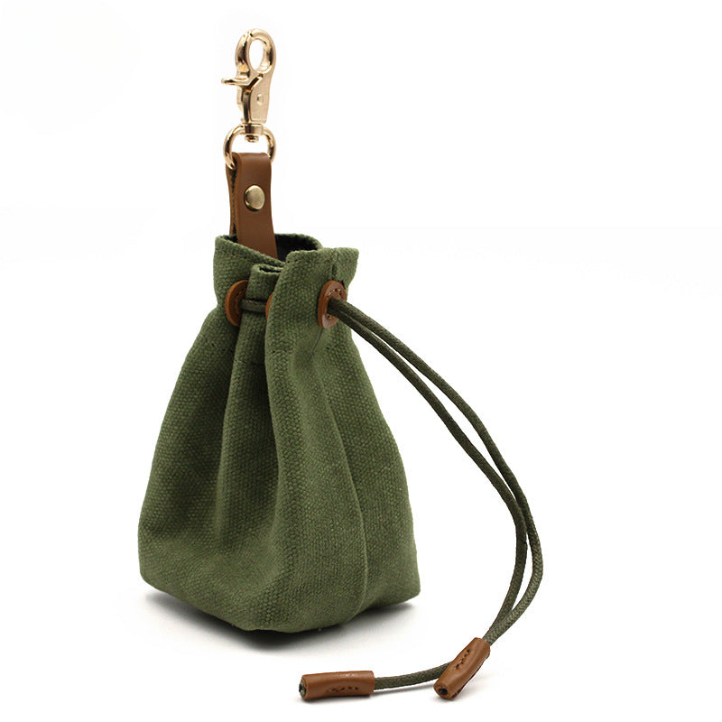 Portable Pet Dog Snack Bag Outdoor Drawstring Canvas Dog Food Bag Dog Supplies