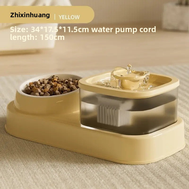 Anti Tip Electric Water Dispenser Cat Bowl with Large Capacity Integrated Circulating Food Water Fountain