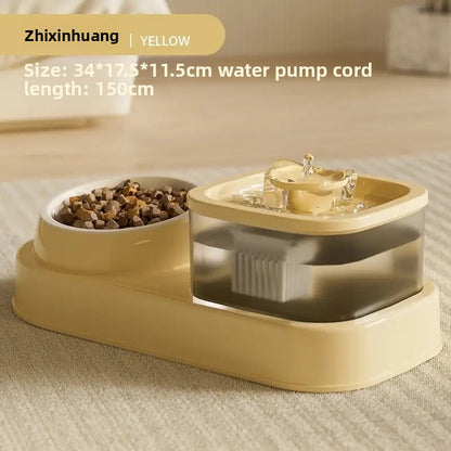 Anti Tip Electric Water Dispenser Cat Bowl with Large Capacity Integrated Circulating Food Water Fountain
