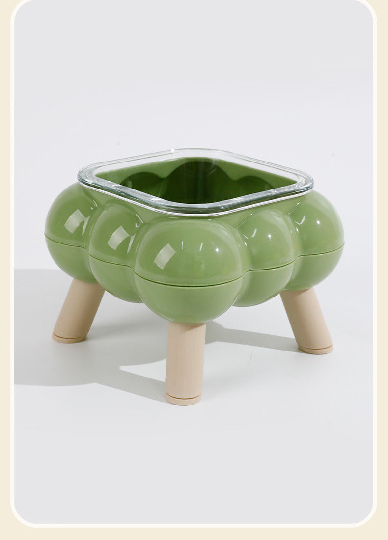 Pipitao Cat Bowl Bubble Glass Design Four Legged High Foot Easy to Clean Pet Feeder